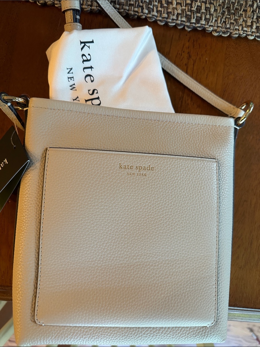 kate spade Cream Pebbled Leather Crossbody with Front Pocket - Picture 5 of 5